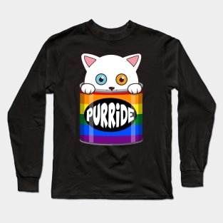 Funny White Cat Gay Pride Long Sleeve T-Shirt